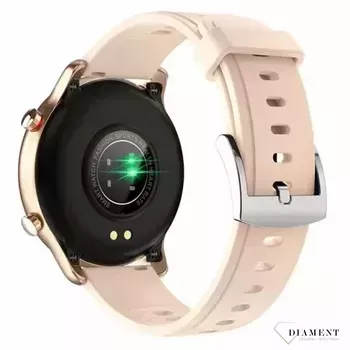 Smartwatch damski na różowym pasku silikonowym Garett Sport City RT złoty (3).webp